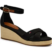 Sandały damskie - Tommy Hilfiger Koturny | z dodatkiem skóry - miniaturka - grafika 1