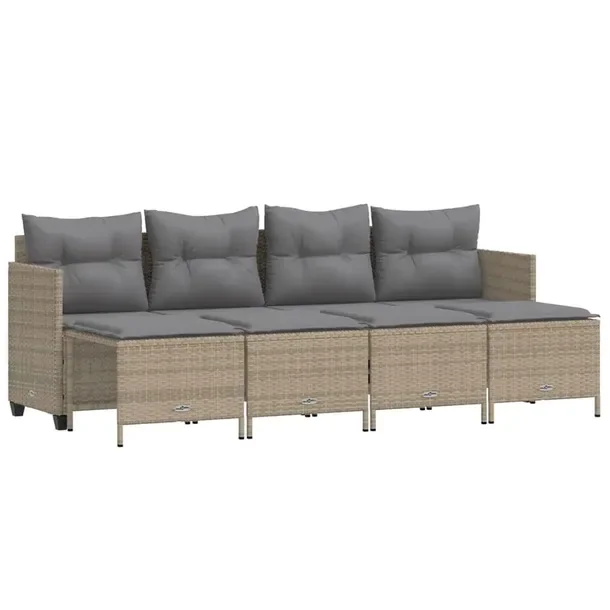 Zestaw wypoczynkowy Rattan PE Beżowy 204x55x69,5 cm + Podnóżki