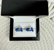 Spinki do mankietów i krawatów - SPINKI DO MANKIETÓW koszuli mankietu skuter niebieski - miniaturka - grafika 1