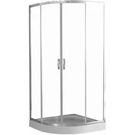 Kabiny prysznicowe - Sanplast Fris kabina prysznicowa 80x80 cm półokrągła z brodzikiem srebrny błyszczący/szkło przezroczyste 602-331-0250-38-400 - miniaturka - grafika 1