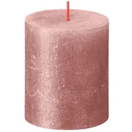 Świece - Bolsius Rustic Shimmer świeca bryłowa pieńkowa rustykalna metalizowana bezzapachowa 8 cm 80/68 mm - Róż Pink - miniaturka - grafika 1
