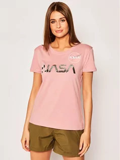 Koszulki i topy damskie - Alpha Industries T-Shirt Nasa Pm 198053 Różowy Regular Fit - grafika 1