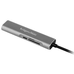 Kruger Matz HUB Adapter USB-C Kruger&amp;Matz KM0390 5w1 PD 4K SD USB (5901890040532) - Adaptery i przejściówki - miniaturka - grafika 1