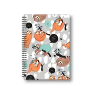 Zeszyty szkolne - Penmate Brulion A5 w twardej oprawie w spirali Leniwce kratka 80 kartek - miniaturka - grafika 1