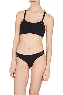 Emporio Armani Damskie figi brazylijskie z mikrofibry z drugiej skóry, Czarny, XL - Majtki damskie - miniaturka - grafika 1