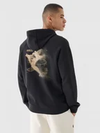 Bluzy sportowe męskie - Męska bluza dresowa rozpinana z kapturem 4F 4FRAW24TSWSM1822 - czarna - miniaturka - grafika 1