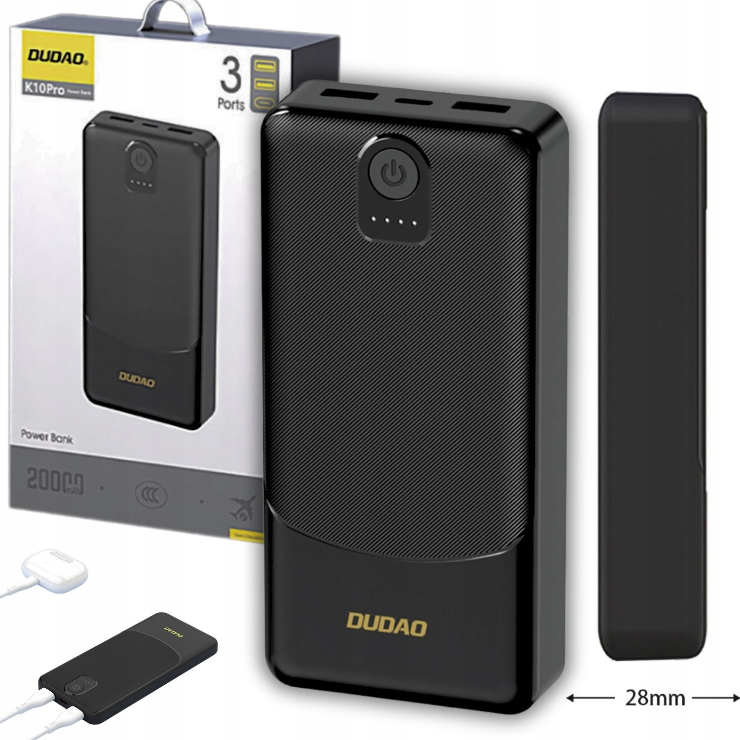 Dudao K10Pro 2,4A 20000mAh 2 x USB-A Czarny