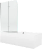 Wanny - Mexen Cube wanna prostokątna 170 x 80 cm z obudową i parawanem 2-skrzydłowym 80 cm, transparent, chrom - 550517080X9008020100 - miniaturka - grafika 1