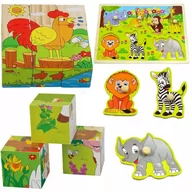 Układanki dla dzieci - Drewniane klocki - układanka + Drewniane klocki z uchwytem dla dzieci - miniaturka - grafika 1