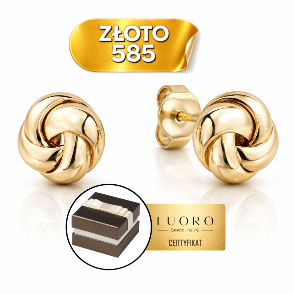 KOLCZYKI ZŁOTE 585 14K SUPEŁKI SZTYFT ŻÓŁTE ZŁOTO 0,8 CM ELEGANCKIE