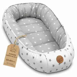 Kokon niemowlęcy Totsy Baby 50x90 cm – gniazdko dla noworodka, 100% bawełna, szare gwiazdki na białym tle - Kokony niemowlęce Kokon niemowlęcy Totsy Baby 50x90 cm – gniazdko dla noworodka, 100% bawełna, szare gwiazdki na białym tle - Kokony niemowlęce - miniaturka - grafika 1