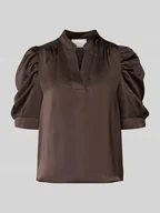 Bluzki damskie - Bluzka z satyny z bufiastymi rękawami model ‘Roella’ - miniaturka - grafika 1
