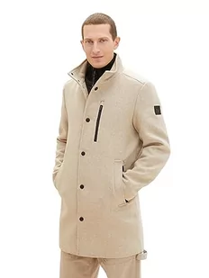 TOM TAILOR męski płaszcz wełniany, 32520 – struktura wełny beżowej brązowej, 3XL - Płaszcze męskie - miniaturka - grafika 1