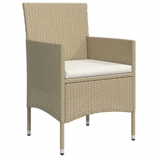 5-częściowy zestaw mebli ogrodowych z poduszkami, beżowo-czarny - Meble ogrodowe - miniaturka - grafika 6