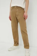 Spodnie męskie - G-Star Raw spodnie bawełniane kolor beżowy proste - miniaturka - grafika 1