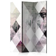 Parawany - Parawan 3-częściowy - Rombowa szachownica (różowy) [Room Dividers] (rozmiar 135x172) - miniaturka - grafika 1
