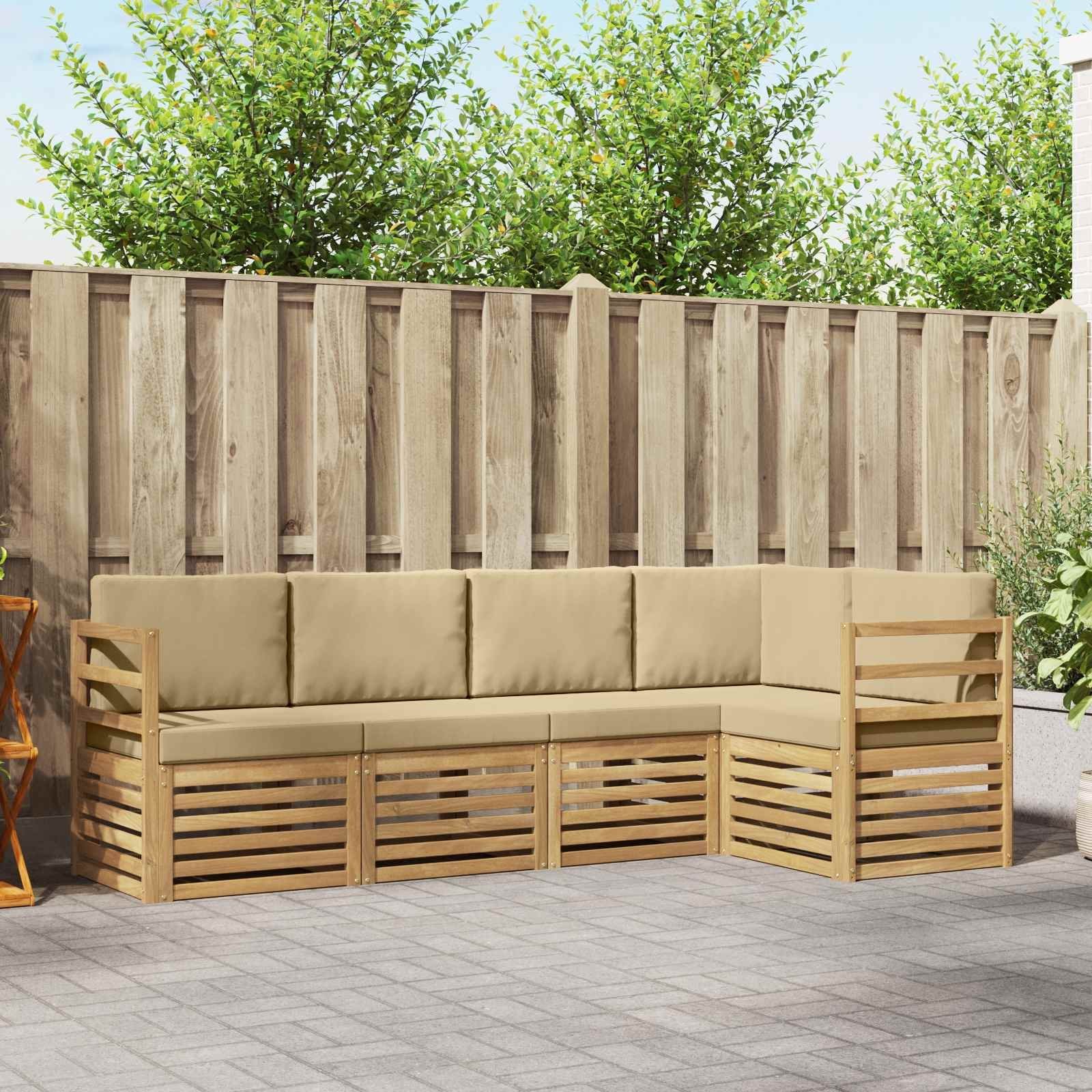 vidaXL Zestaw sof na zewnątrz 5 pcs Biały i Beżowy 245 x 126,5 x 73 cm