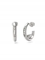 Kolczyki - Guess M'Ama Non M'Ama srebrne kolczyki kółka z kryształami serce JUBE04659 - miniaturka - grafika 1