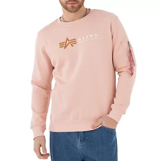 Bluzy sportowe męskie - Bluza Alpha Industries Label Sweater 118312640 - różowa - grafika 1