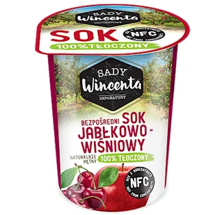 Sady Wincenta Sok w Kubku o smaku Jabłkowo-Wiśniowy 100 Procent Tłoczony - Soki i napoje niegazowane - miniaturka - grafika 1