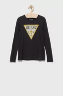 Bluzki dla dziewczynek - Guess longsleeve dziecięcy kolor czarny - miniaturka - grafika 1