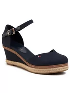 Espadryle damskie - Tommy Hilfiger Espadryle Basic Closed Toe Mid Wedge FW0FW04787 Granatowy - miniaturka - grafika 1