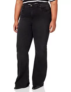 Spodnie damskie - Urban Classics Damskie spodnie z wysokim stanem Flared Denim, Black washed, 28 PL - grafika 1