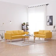 Komplety wypoczynkowe - vidaXL vidaXL Zestaw 2 sof tapicerowanych tkaniną, żółty - miniaturka - grafika 1