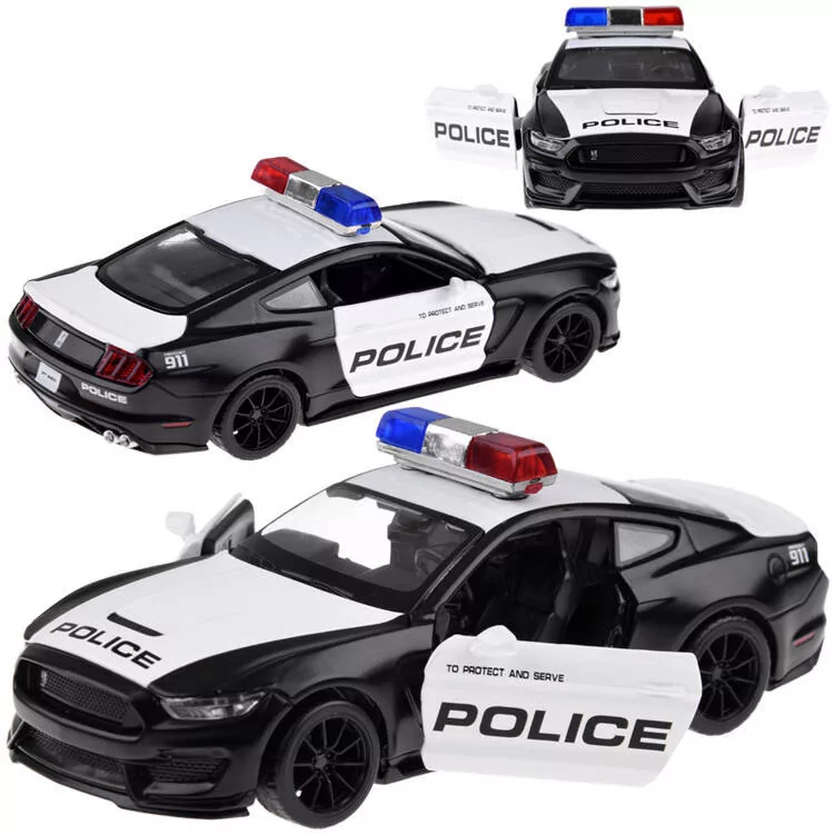 Zabawkowy samochodzik, auto policyjne Ford Shelby GT350, 1:32, metalowe