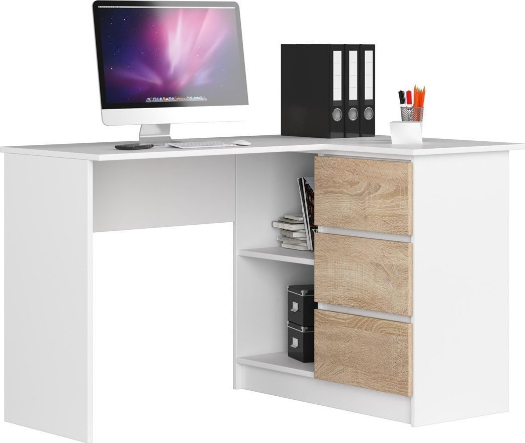 Elior Biurko do nauki biały + dąb sonoma - Heron 2X