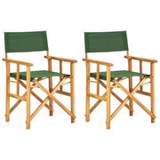 Fotele i krzesła ogrodowe - vidaXL Krzesła reżyserskie, 2 szt., lite drewno akacjowe, zielone - miniaturka - grafika 1