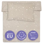 Pościel dla dzieci - Komplet pościeli dziecięcej 90 x 120 cm - Zestaw pościeli dla dzieci z poduszką i kołdrą 40x60 Kolor beżowy w białe gwiazdki - miniaturka - grafika 1
