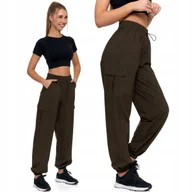 Spodnie damskie - Spodnie Damskie Bojówki Parachute z Wysokim Stanem Uniwersalne MORAJ L KHAK - miniaturka - grafika 1