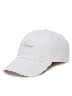 Calvin Klein Jeans Czapka z daszkiem Monologo LV04K5026G Biały - Czapki damskie - miniaturka - grafika 1