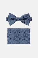 Krawaty i muchy męskie - Mucha Niebieska Plus Poszetka w Delikatne Róże - miniaturka - grafika 1