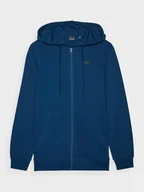 Bluzy sportowe męskie - Męska bluza dresowa rozpinana z kapturem 4F 4FWMM00TSWSM1768 - niebieska - miniaturka - grafika 1