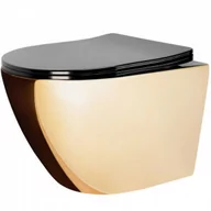 Miski WC - REA-C8990 Carlo Mini Rimless Duroplast/Flat/ZM Black Gold Misa Wisz?ca WC Bezrantowa - miniaturka - grafika 1