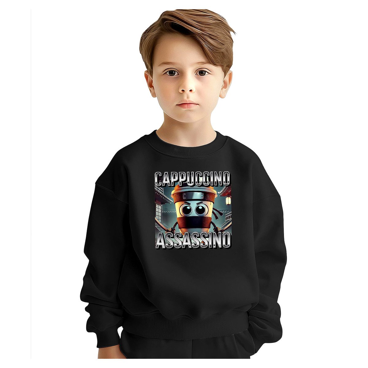 BLUZA DZIECIĘCA BRAINROT CAPPUCCINO ASSASSINO 146-152 DLA CHŁOPCA