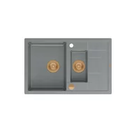 Zlewozmywaki - Quadron HB8224U5-C1_P2O Morgan 156 Silver stone (szary/miedziany) - miniaturka - grafika 1
