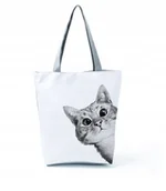 Torby sportowe - TORBA DAMSKA NA RAMIĘ DUŻA NA ZAMEK Z KOTKIEM - miniaturka - grafika 1