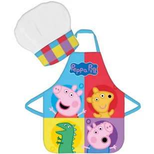 Fartuszek dziecięcy z czapką Peppa kratka - Śliniaki i fartuszki - miniaturka - grafika 1