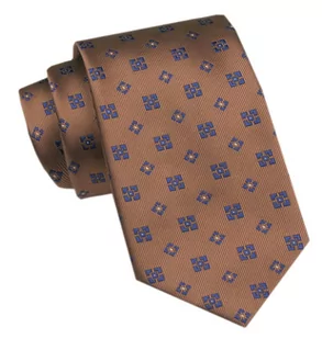 Elegancki Krawat Męski Angelo di Monti - Brązowy, Figury Geometryczne - Krawaty i muchy męskie - miniaturka - grafika 1