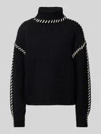 Swetry damskie - Sweter z dzianiny o luźnym kroju z bufiastymi rękawami model ‘NEWCREAM’ - miniaturka - grafika 1