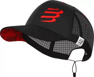 Czapka do biegania Compressport Racing Trucker Cap | BLACK/RED - Czapki damskie - miniaturka - grafika 1