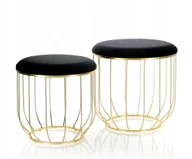 Pufy i podnóżki - Czarna złota pufa Ribera siedzisko glamour 2 szt - miniaturka - grafika 1