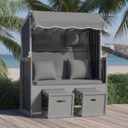 Meble ogrodowe - Lumarko Kosz plażowy z poduszkami, rattan PE i drewno, czarny-antracyt - miniaturka - grafika 1