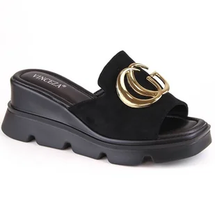 Klapki na koturnie Vinceza W 58295 JAN286A czarne - Klapki i japonki damskie - miniaturka - grafika 1