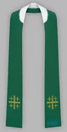 Szaty liturgiczne - Zielona stuła haftowana - wąska jednostronna - miniaturka - grafika 1