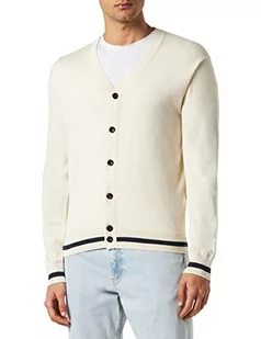 Hackett London Męski bawełniany jedwabny sweter kardigan, biały, XS - Swetry męskie - miniaturka - grafika 1
