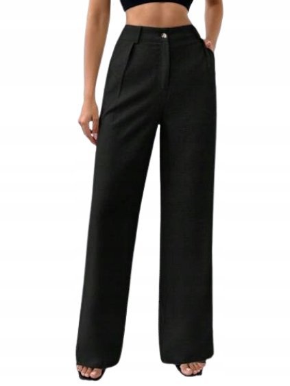 SHEIN TALL CZARNE ELEGANCKIE SPODNIE PROSTE BAWEŁNIANE XL 1_A